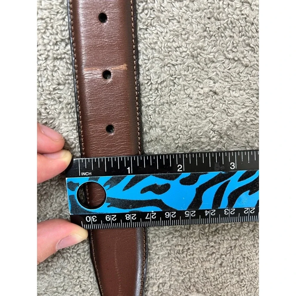 Perry Ellis Portfolio Mens Brown Leather Dress Belt 38 Full Grain Cowhide 1P3205